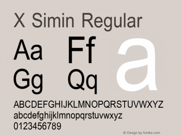 X Simin Version 1.8 Font Sample