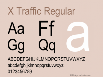 X Traffic Version 1.8 Font Sample