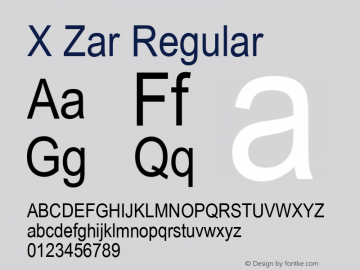 X Zar Version 1.8 Font Sample