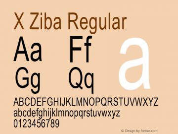 X Ziba Version 1.8 Font Sample