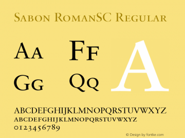 Sabon Roman Small Caps & Oldstyle Figures V.1.0 Font Sample