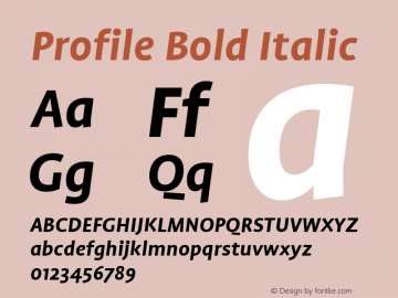 Profile-BoldItalic Version 001.000 Font Sample