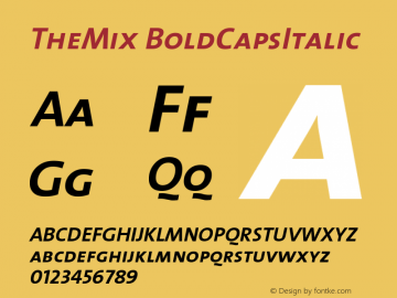 TheMix BoldCapsItalic Version 1.0 Font Sample