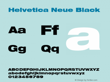 Helvetica 93 Black Extended Version 001.000 Font Sample