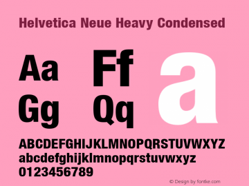 Helvetica 87 Heavy Condensed Version 001.000 Font Sample