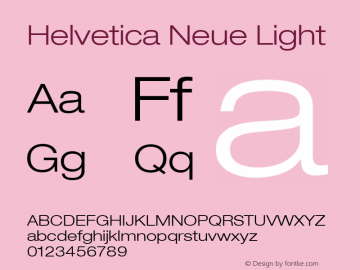Helvetica 43 Light Extended Version 001.000 Font Sample