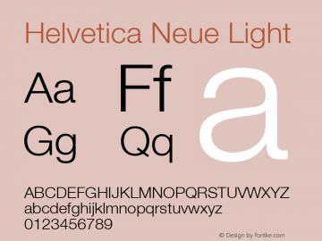 Helvetica 45 Light Version 001.002 Font Sample