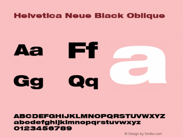 Helvetica 93 Black Extended Oblique Version 001.000 Font Sample