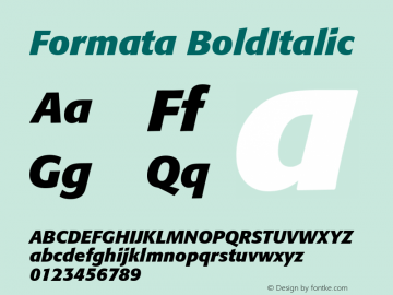 Formata BoldItalic Macromedia Fontographer 4.1 4/17/2000 Font Sample
