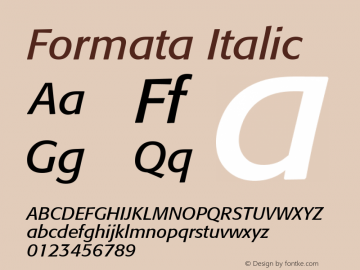 Formata Italic Macromedia Fontographer 4.1 4/17/2000 Font Sample