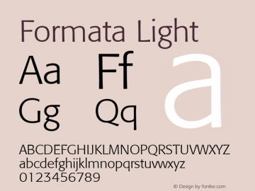 Formata Light Macromedia Fontographer 4.1 4/17/2000 Font Sample