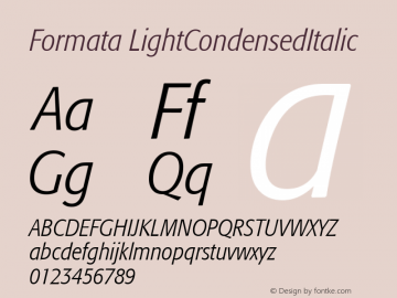 Formata LightCondensedItalic Macromedia Fontographer 4.1 4/17/2000图片样张