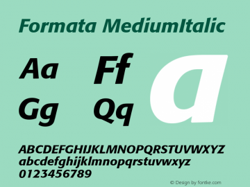 Formata MediumItalic Macromedia Fontographer 4.1 4/17/2000 Font Sample