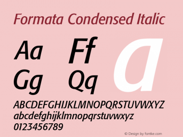 Formata Condensed Italic Version 001.000 Font Sample