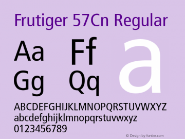 Frutiger 57 Condensed V.1.0 Font Sample