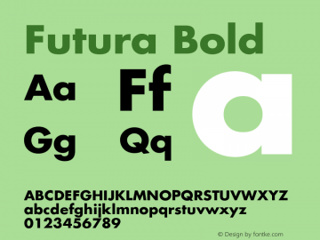 Futura Bold Version 001.001 Font Sample