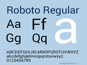 Roboto Regular Version 1.200310; 2013; build; 20140618 Font Sample
