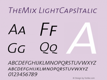 TheMix LightCapsItalic Version 1.0 Font Sample