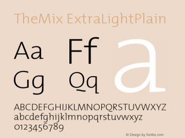 TheMix ExtraLightPlain Version 1.0 Font Sample