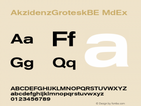 AkzidenzGroteskBE MdEx Macromedia Fontographer 4.1 4/4/2000 Font Sample