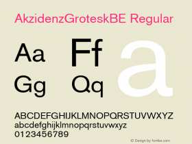 AkzidenzGroteskBE Macromedia Fontographer 4.1 4/4/2000 Font Sample