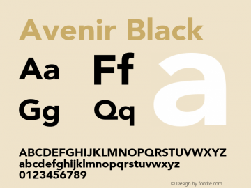 Avenir Black Macromedia Fontographer 4.1 4/4/2000 Font Sample