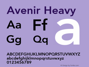 Avenir Heavy Macromedia Fontographer 4.1 4/4/2000 Font Sample
