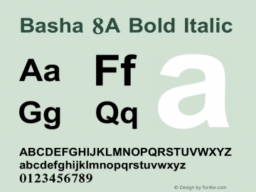 Basha 8A Bold Italic Version 1.00 September 19, 2007, initial release图片样张