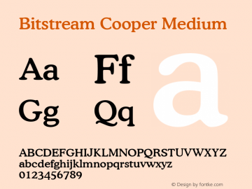 Bitstream Cooper Medium Version 003.001 Font Sample