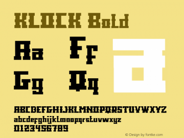 KLOCK Version 1.00;January 1, 2020;FontCreator 12.0.0.2545 64-bit Font Sample