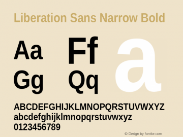 Liberation Sans Narrow Bold Version 1.07.5 Font Sample