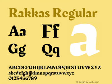 Rakkas Regular Version 2.000 Font Sample