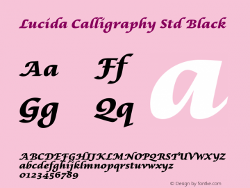 LucidaCalligraphyStd-Black Version 1.00 Font Sample