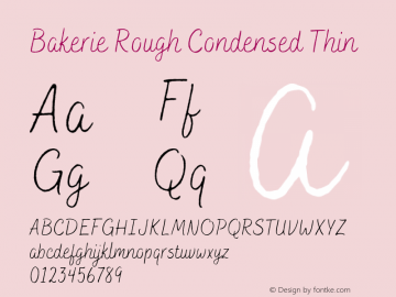 Bakerie Rough Condensed Thin Version 1.000;PS 001.000;hotconv 1.0.88;makeotf.lib2.5.64775 Font Sample