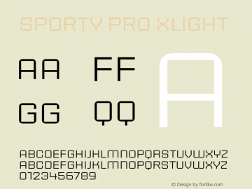 Sporty Pro XLight Version 1.000 Font Sample