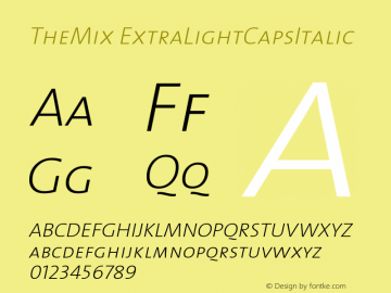 TheMix ExtraLightCapsItalic Version 1.0 Font Sample