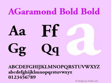 Adobe Garamond Bold 1.0 13/6/96 Font Sample