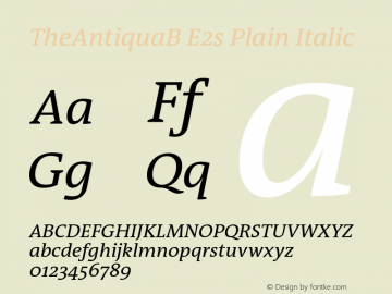 TheAntiquaBE2s-PlainItalic 1.074 Font Sample