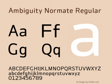 AmbiguityNormate-Regular Version 1.00 Font Sample