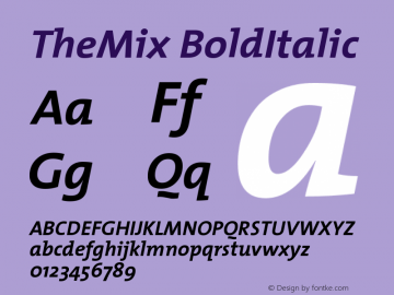 TheMix BoldItalic Version 1.0 Font Sample