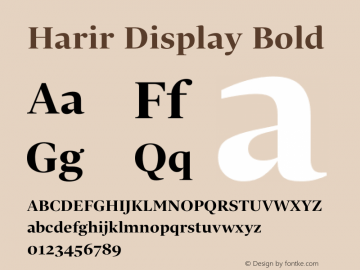 Harir Display Bold Version 1.000;PS 1.0;hotconv 1.0.70;makeotf.lib2.5.58329 DEVELOPMENT图片样张