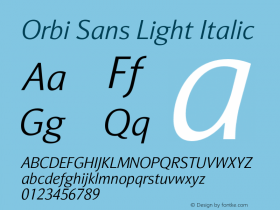 Orbi Sans Light Italic Version 1.000 Font Sample