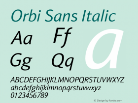 Orbi Sans Italic Version 1.000 Font Sample