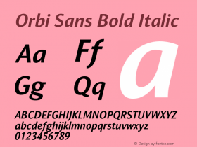Orbi Sans Bold Italic Version 1.000 Font Sample