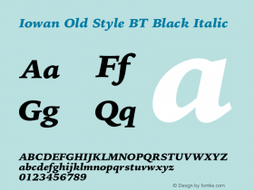 IowanOldStyleBT-BlackItalic Version 1.000 | wf-rip DC20170225 Font Sample