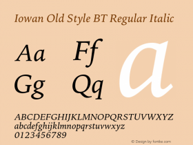 IowanOldStyleBT-Italic Version 1.000 | wf-rip DC20170225 Font Sample