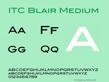 ITCBlair-Medium Version 1.91 Font Sample
