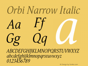 OrbiNarrow-CondensedItalic Version 1.001;com.myfonts.paratype.orbi.narrow-italic.wfkit2.3zpS图片样张