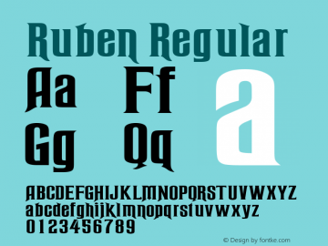 Ruben Regular Macromedia Fontographer 4.1 12/28/96 Font Sample