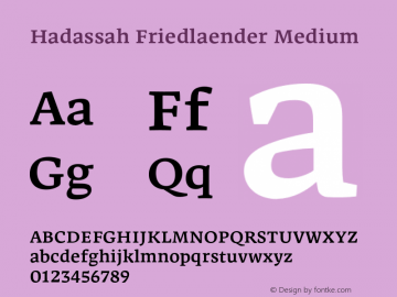 Hadassah Friedlaender Medium Version 12.100;hotconv 1.0.109;makeotfexe 2.5.65596图片样张
